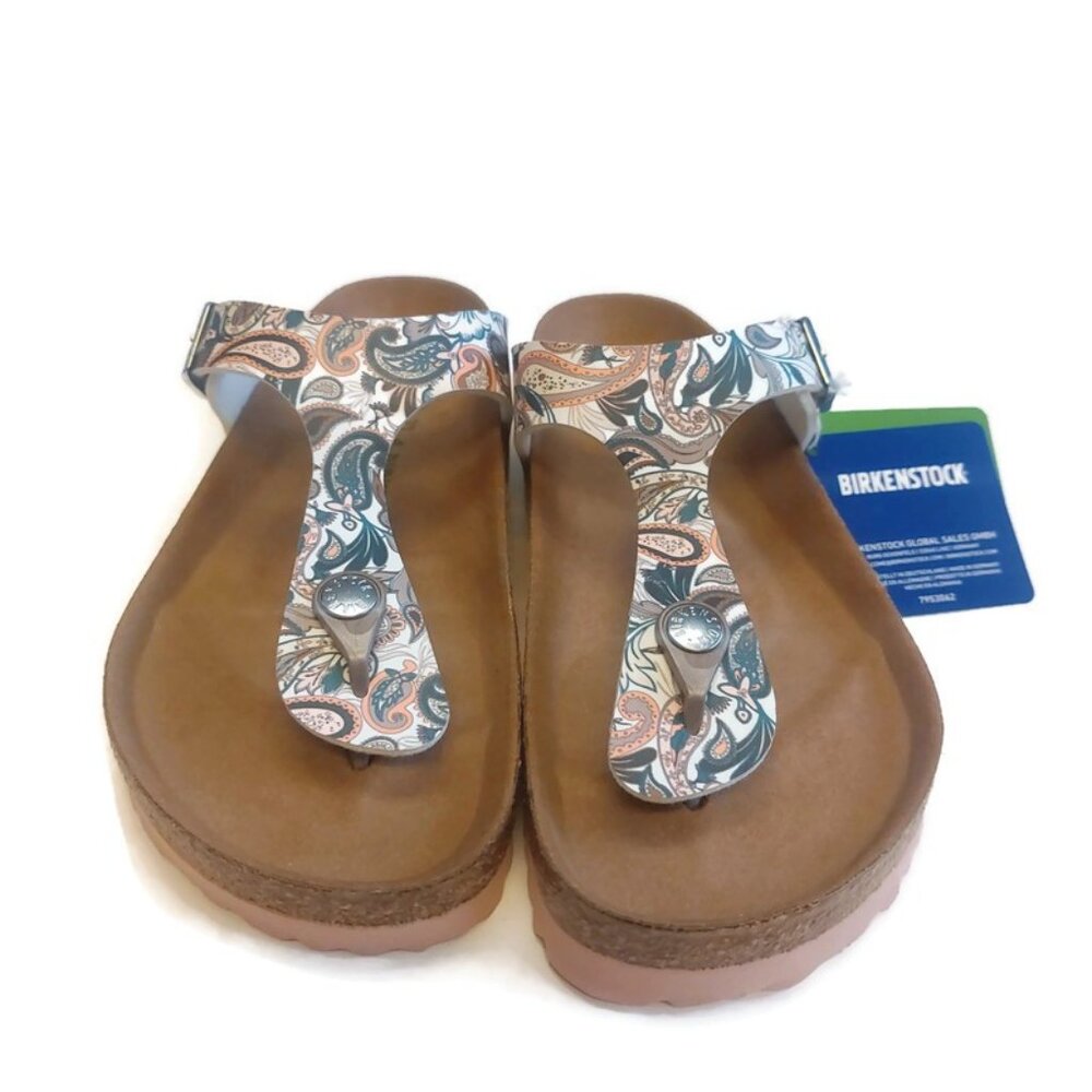 Birkenstock Womens Sz 6 Gizeh Vegan Birko-Flor Sandals EU 37 Paisley Light Rose - Picture 6 of 10